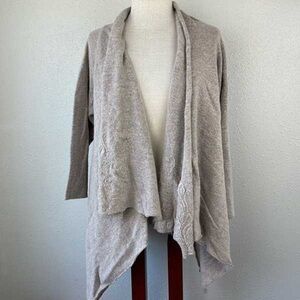 Beige Open-Front Draped Women’s Sweater Cardigan